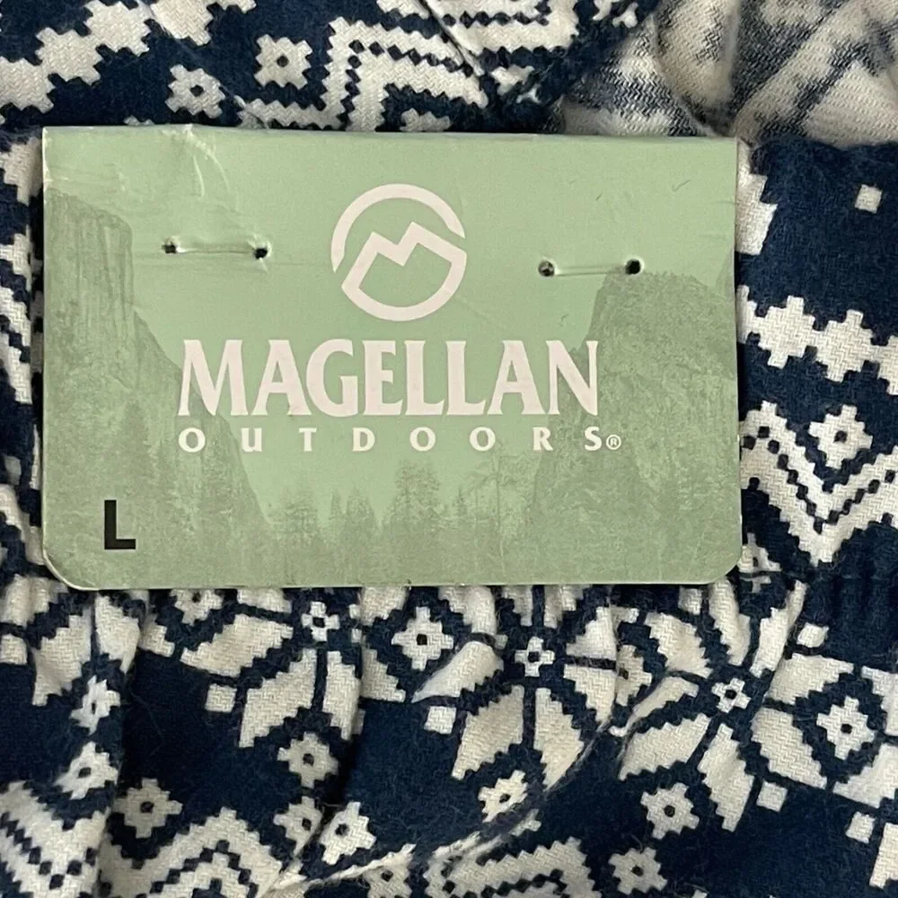 New Magellan Flannel Lounge Moonlight Ocean Fair Isle Pant Women's Size Large